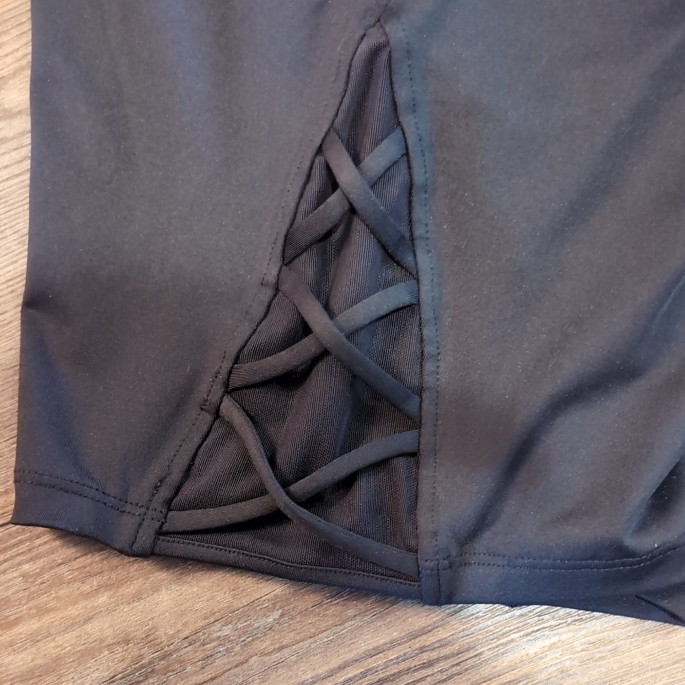 Betsey Johnson Black Athletic Shorts with Side Accents - Picture 3 of 4
